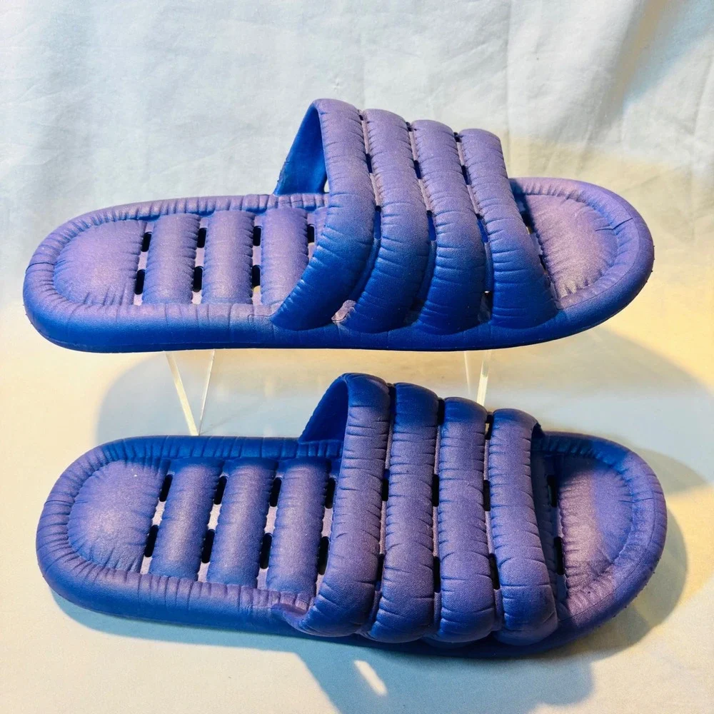 Cobalt Blue Pillow Slides Chunky Padded Strappy Cloud Sandals 46-47